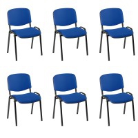 Pack de 6 sillas Iso con estructura epoxy negra y tapizado Baly (textil) en color azul o negro